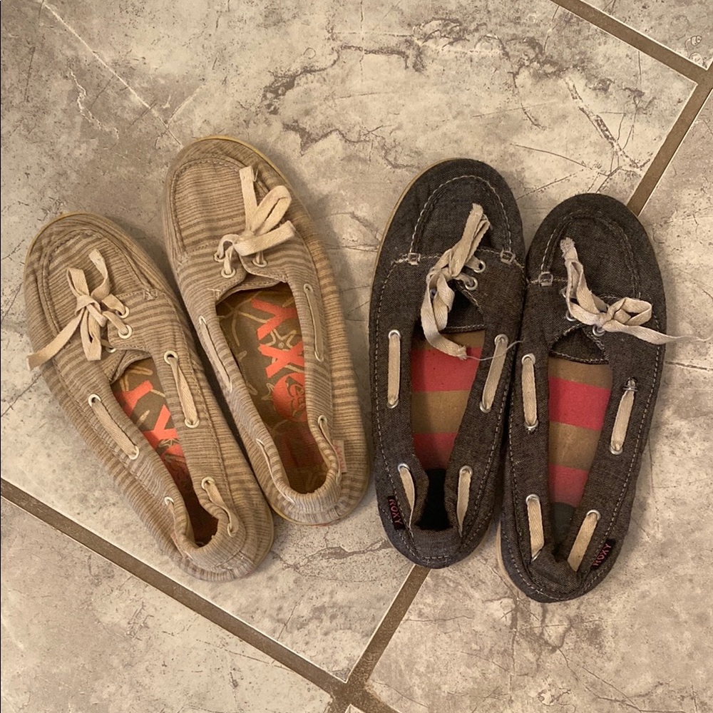 2 pair Roxy boat shoes